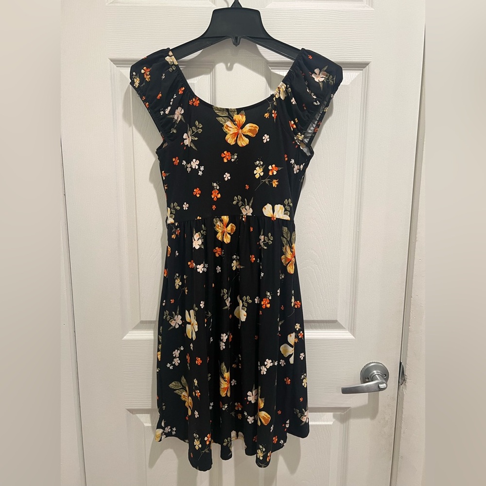 Boho Style Black Floral Dress